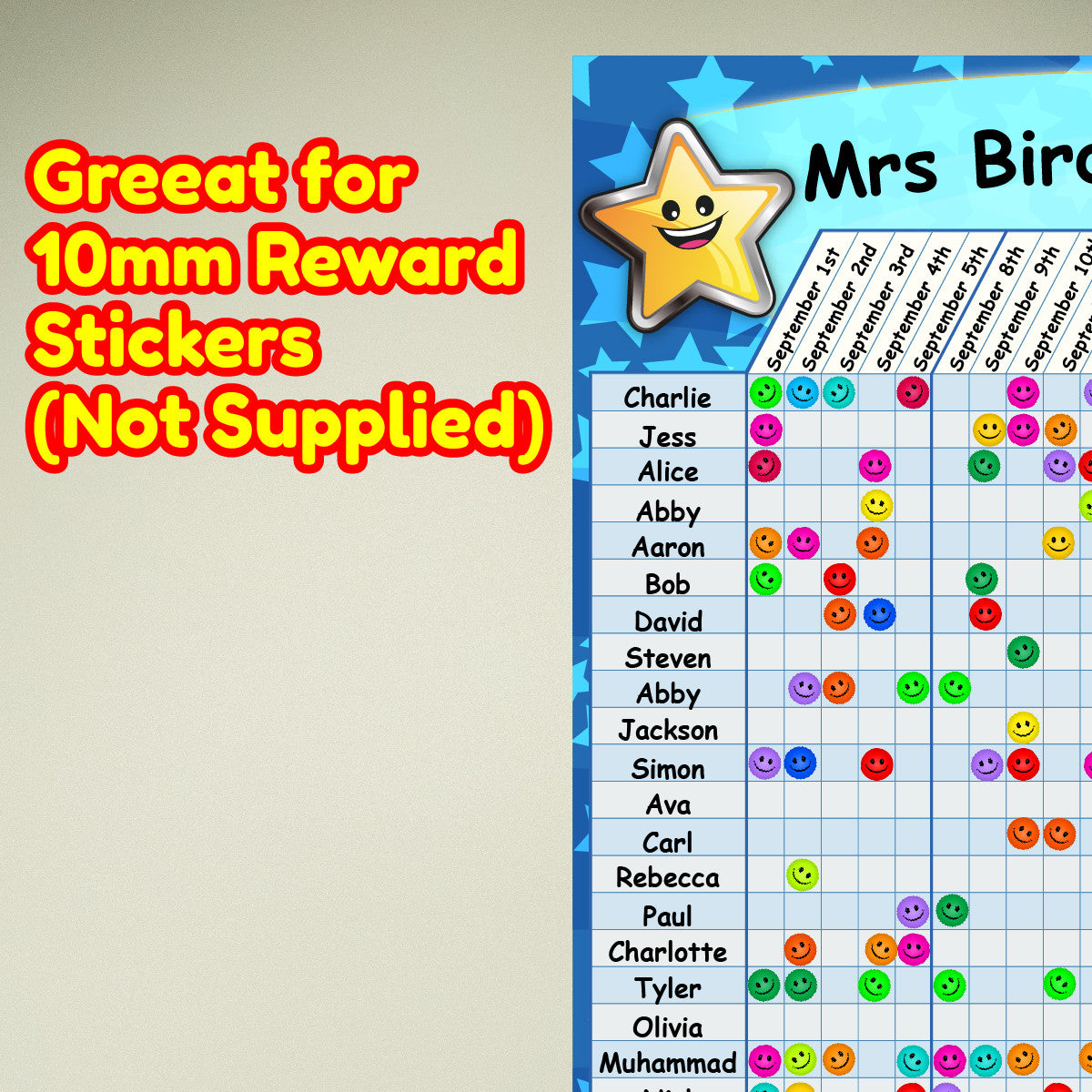 Sticker Stocker - A2 Superstar Durable Incentive Star Reward Classroom Wall Chart