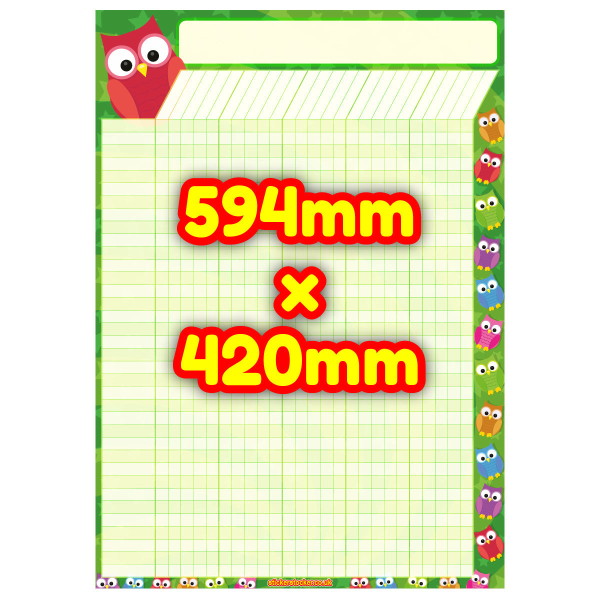 Sticker Stocker - A2 Owl star Durable Incentive Star Reward Classroom Wall Chart