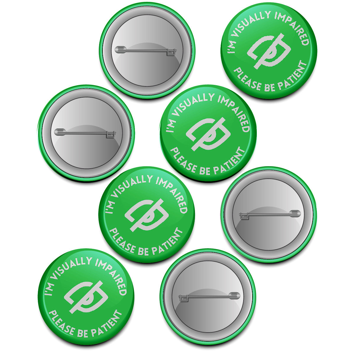 Sticker Stocker - Visually Impaired Sight Awareness Button Badges (Pack of 20 Pin Badges - 38mm)