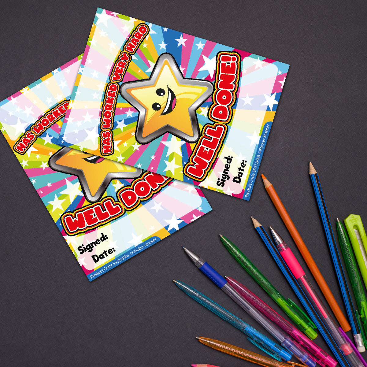 Sticker Stocker - A6 Praise Note Pad 100 Sheet Incentive Chart Rewards - Well Done Star Burst