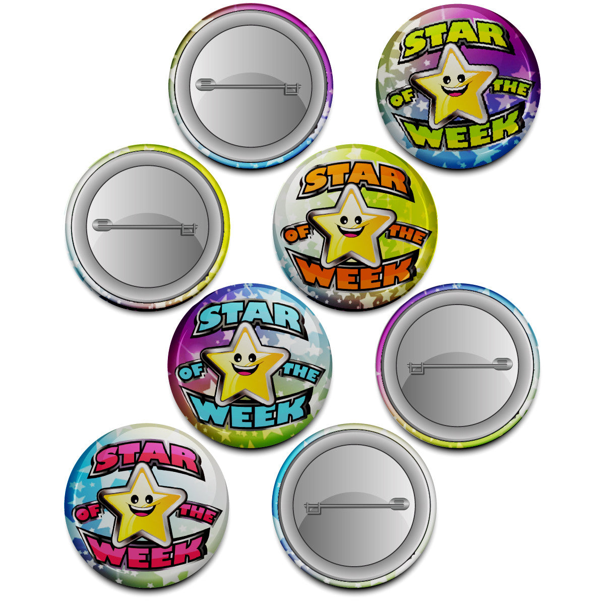 Sticker Stocker - Star of the Week Reward Button Badges (20 Pin Badges - 38mm)