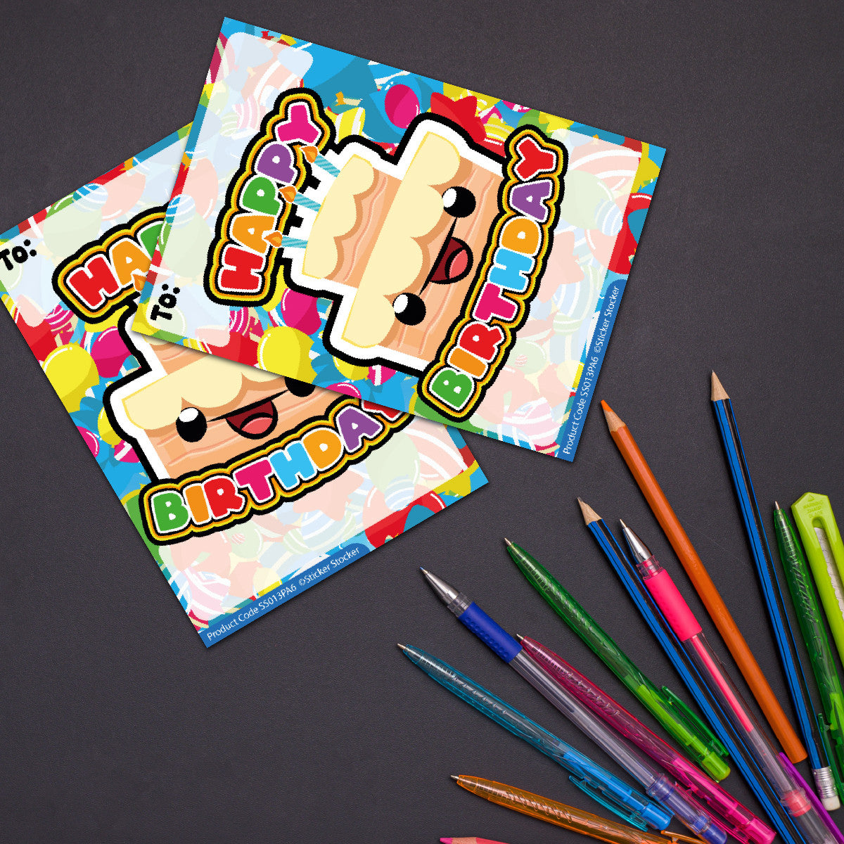 Sticker Stocker - A6 Praise Note Pad 100 Sheet Incentive Chart Rewards - Happy Birthday Cake