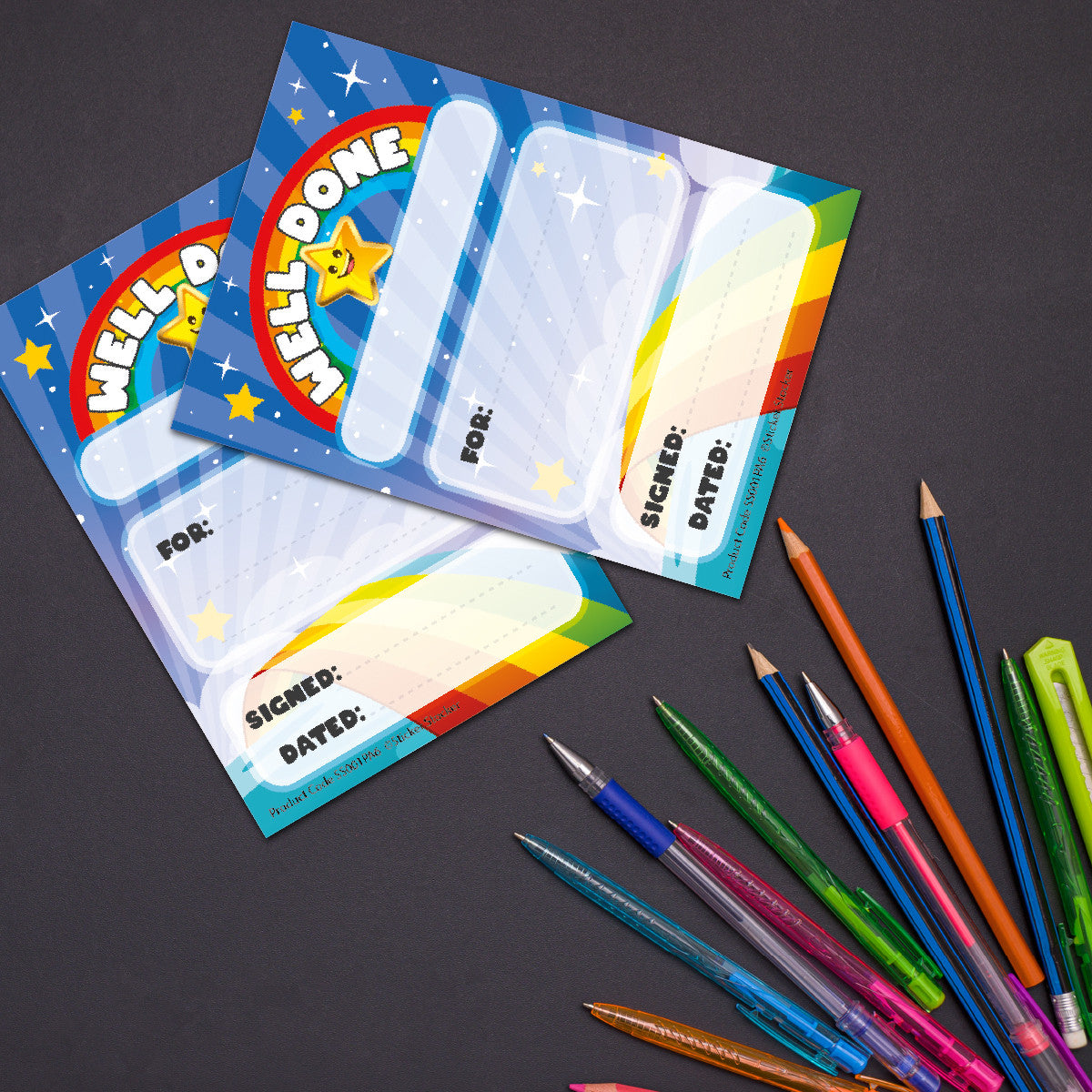 Sticker Stocker -A6 Praise Pad 100 Note Incentive Chart Rewards - Well Done Rainbow Star
