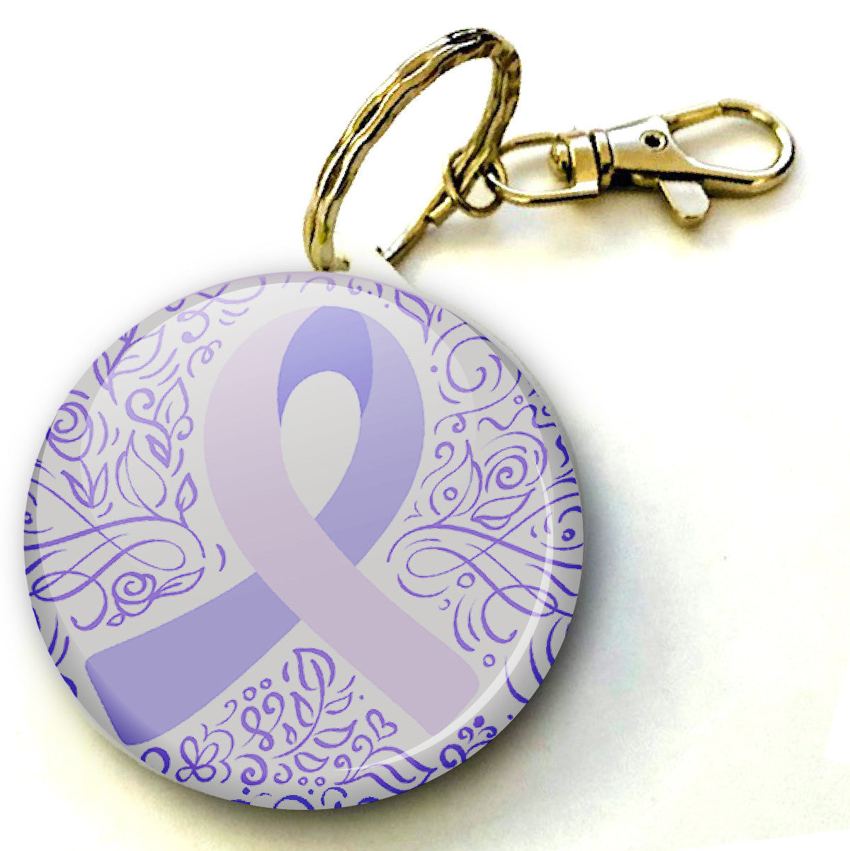 Purple Ribbon Cancer Awareness Keyring 38mm (Pack of 8 Key Rings - 38mm)