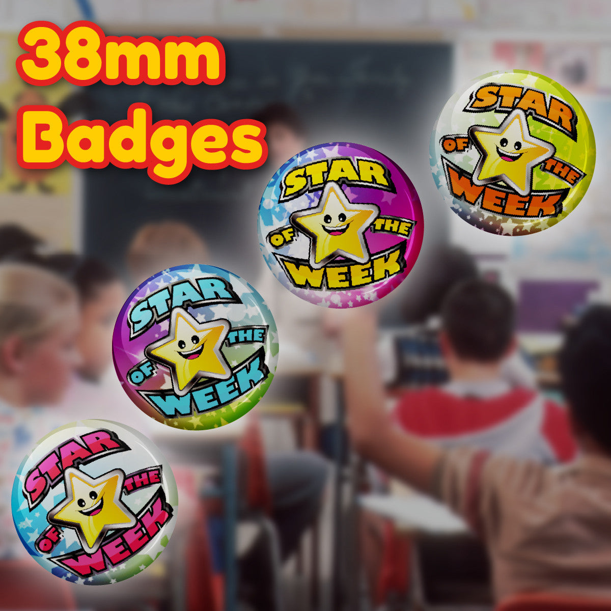 Sticker Stocker - Star of the Week Reward Button Badges (20 Pin Badges - 38mm)