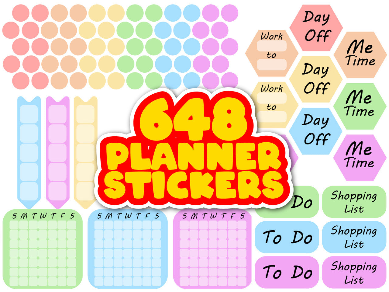 Sticker Stocker - 648 Habit Tracker Planner Stickers, Daily Routine Journal Stickers