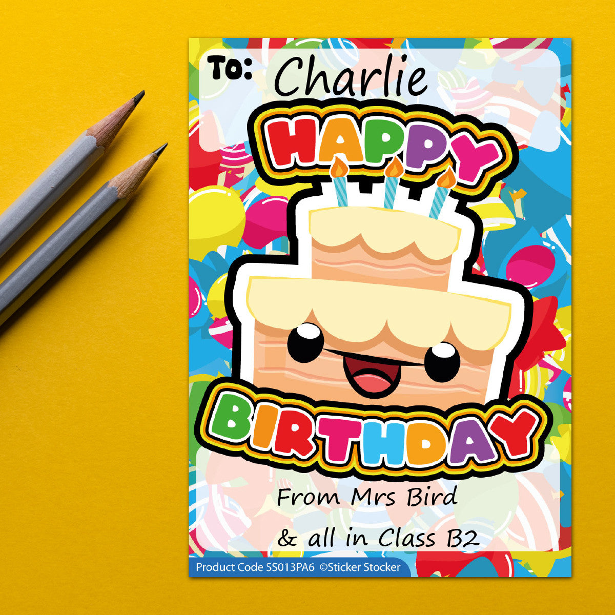 Sticker Stocker - A6 Praise Note Pad 100 Sheet Incentive Chart Rewards - Happy Birthday Cake