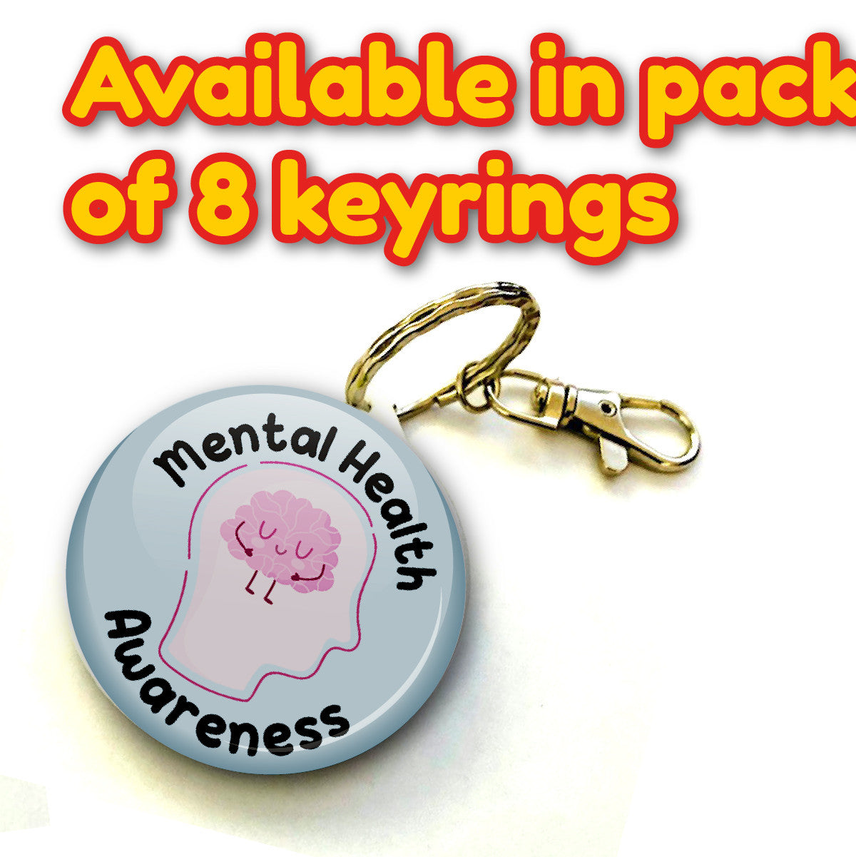 Mental Health Awareness Keyring 38mm (Pack of 8 Key Rings - 38mm)