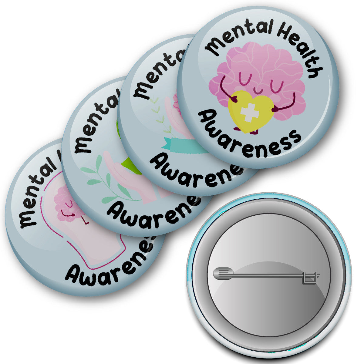 Mental Health Awareness Badge 38mm (Pack of 20 Pin Badges - 38mm)