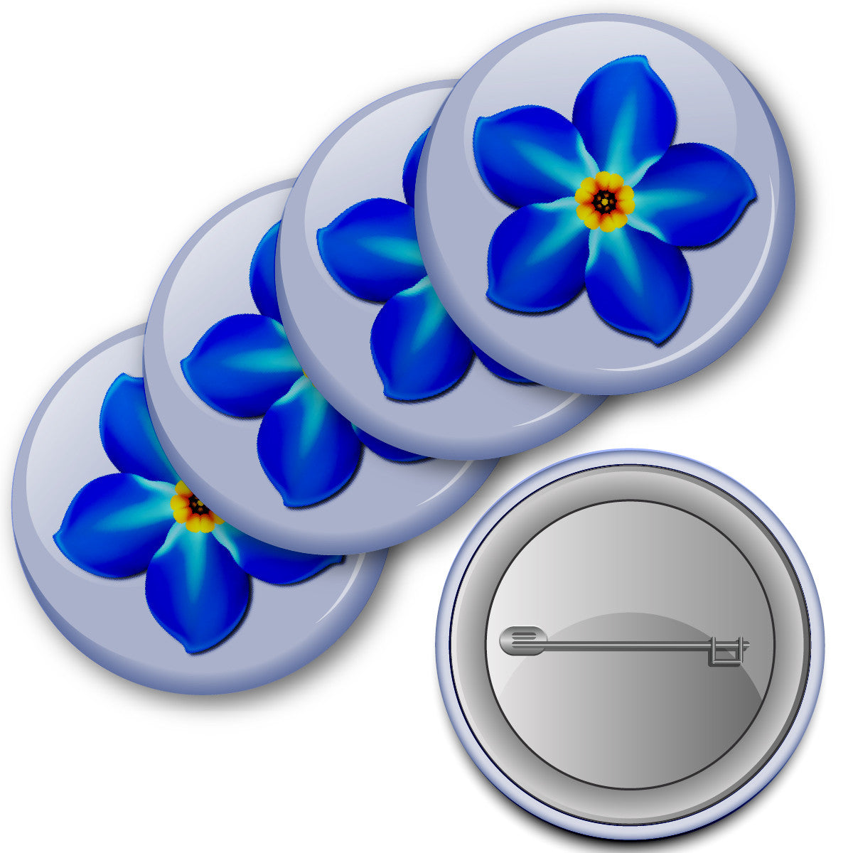 Forget Me Not Alzheimer's Awareness Badge 38mm (Pack of 20 Pin Badges - 38mm)