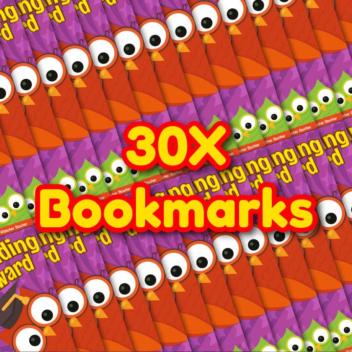 Sticker Stocker - 30 Reading Owls Classroom Reading Reward Bookmarks Ideal for School Teachers