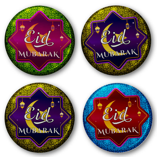 Eid Mubarak - End Of Ramadan Badge 38mm (Pack of 20 Pin Badges - 38mm)