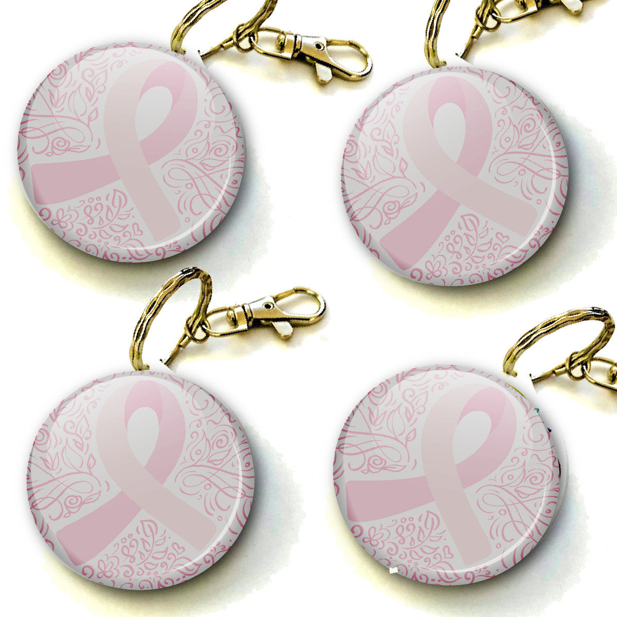 Breast Cancer Awareness Keyring 38mm  (Pack of 8 Key Rings - 38mm)