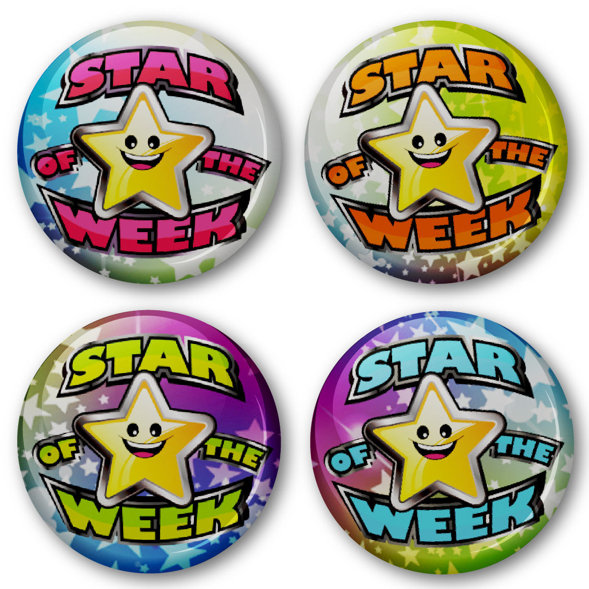 Sticker Stocker - Star of the Week Reward Button Badges (20 Pin Badges - 38mm)