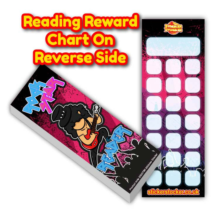 Sticker Stocker - 30 Reading Rockstar Classroom Reading Reward Bookmarks Ideal for School Teachers