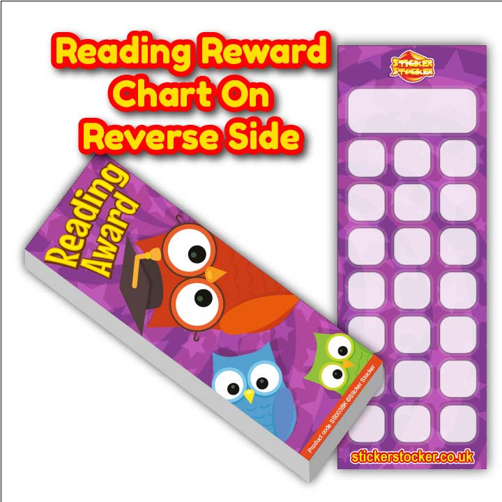 Sticker Stocker - 30 Reading Owls Classroom Reading Reward Bookmarks Ideal for School Teachers