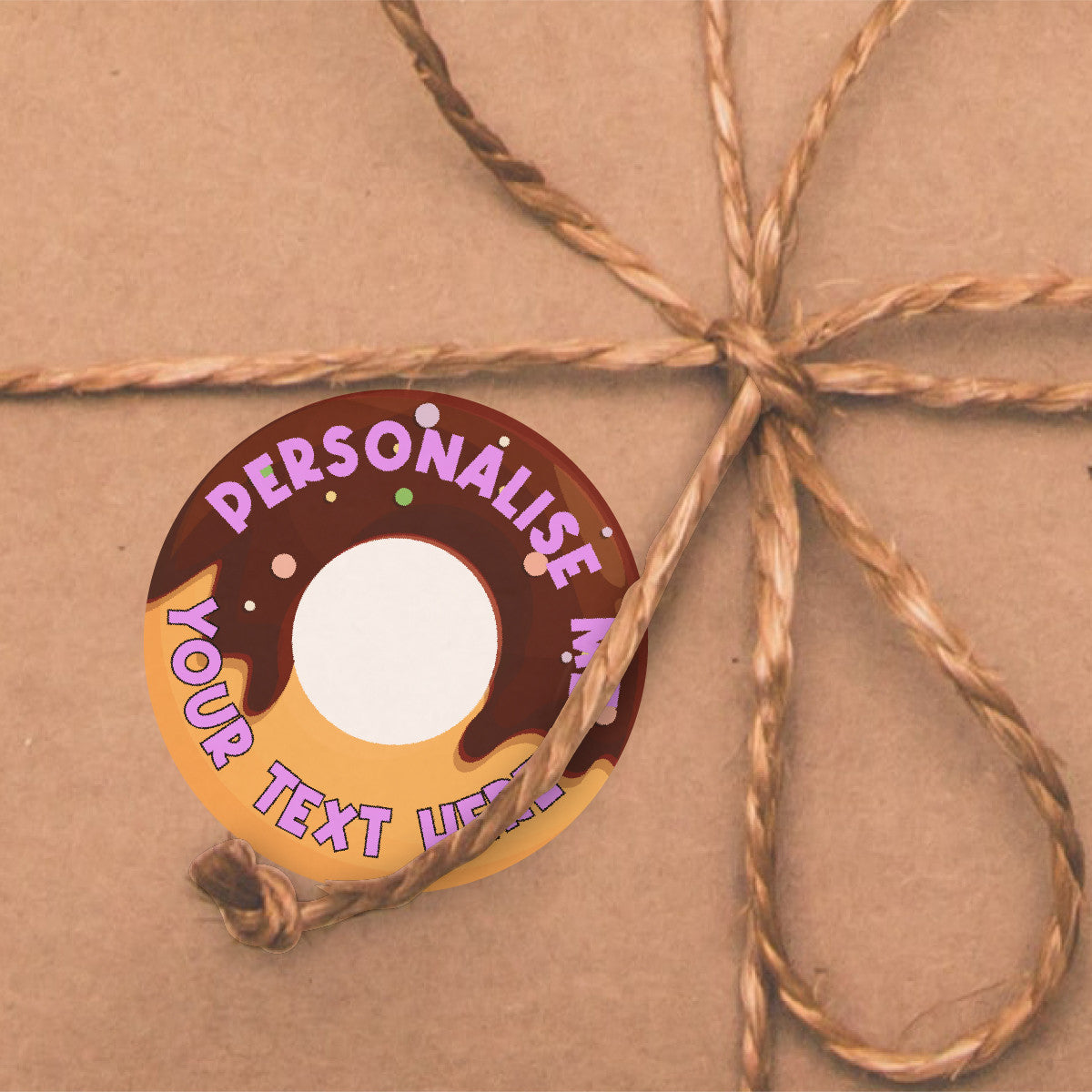 120 Chocolate Scented Donut Personalised Stickers - Personalised 30 mm Scented Stickers - For Teachers Nursery Parents