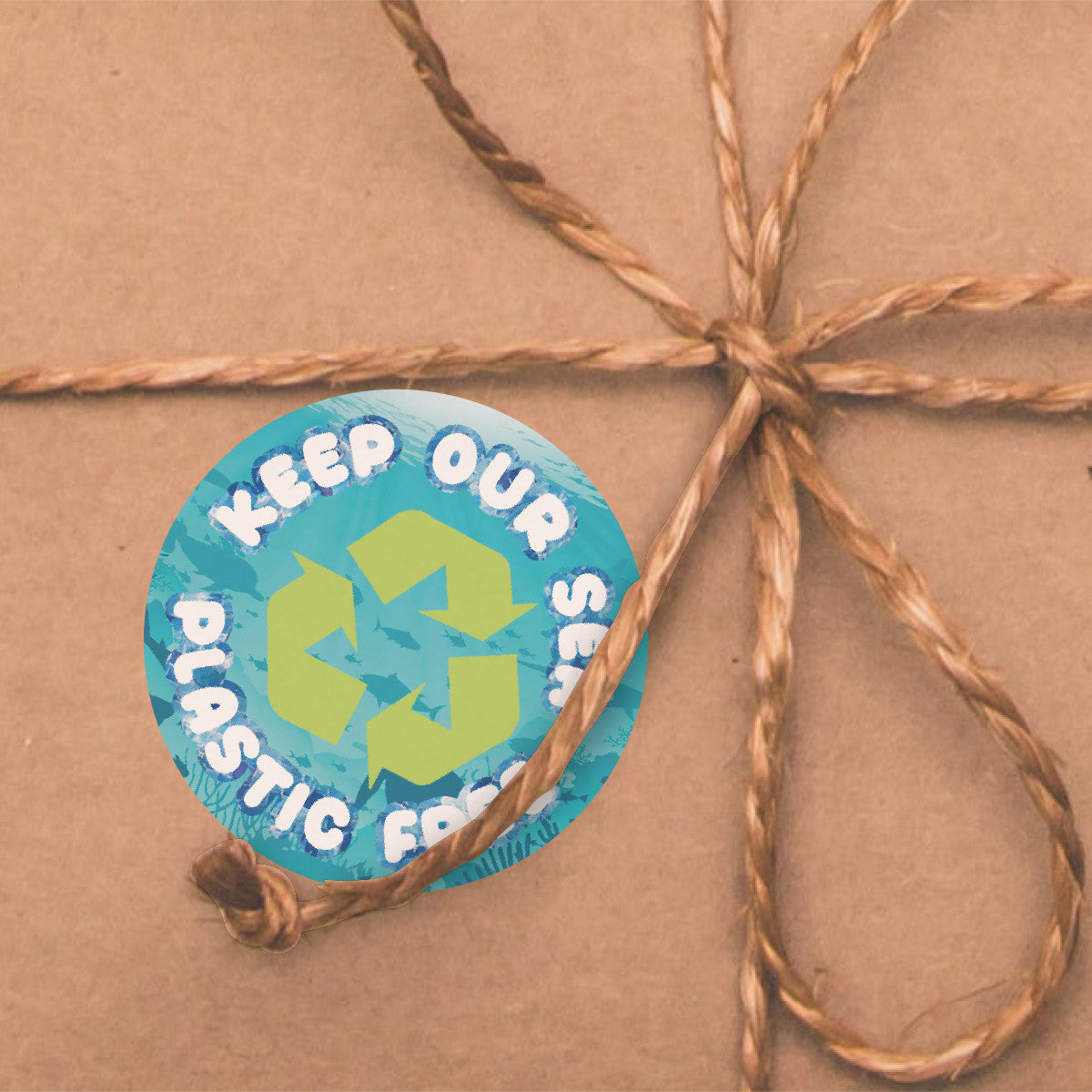 Sticker Stocker 144 Plastic Free Sea themed 30mm Stickers Glossy Recycle Packaging Labels