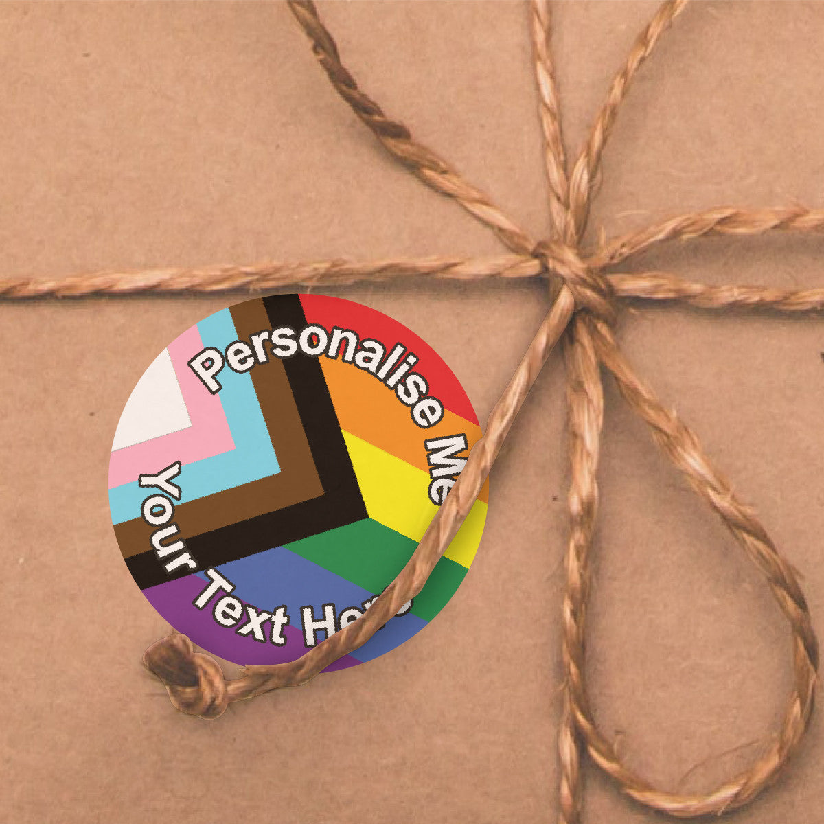 Sticker Stocker - 144 Personalised LGBT Pride Flag Round Sticker Labels