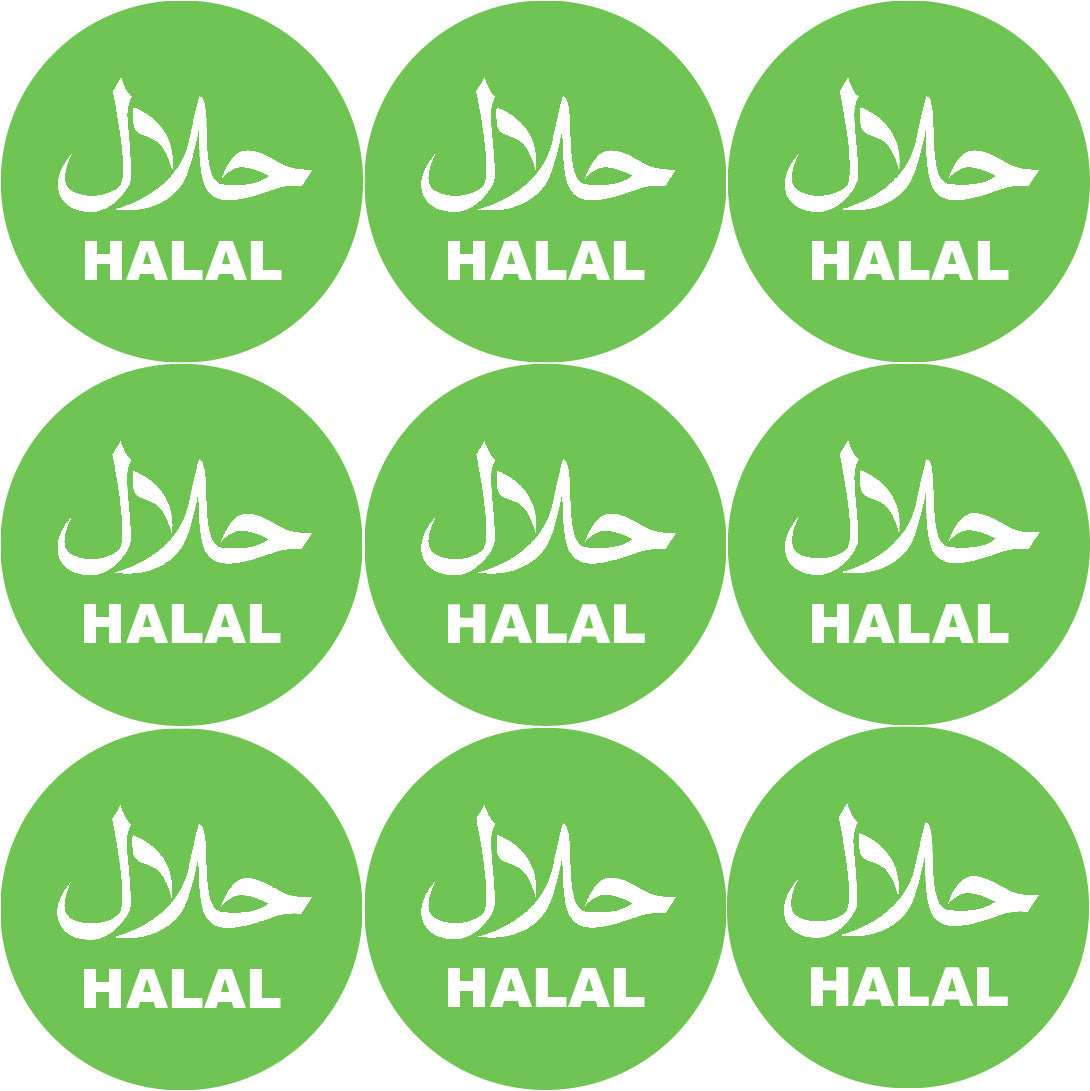 144 Halal themed 30mm Stickers Glossy Recycle Packaging Labels