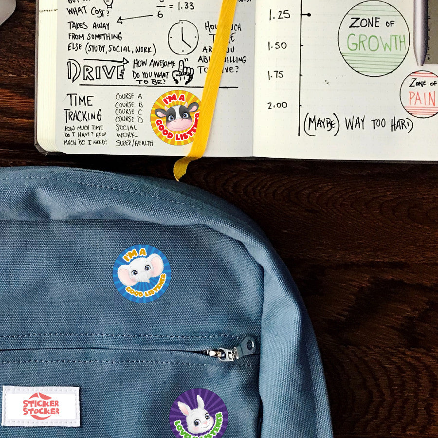 144 Lovely Listener - 30mm - Glossy Reward Stickers for Teachers & Parents