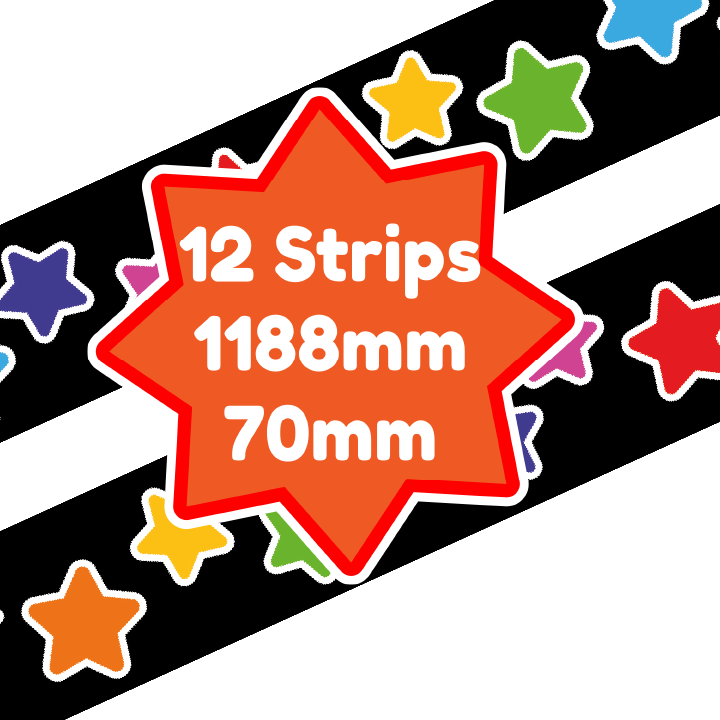 Sticker Stocker - Colourful Stars Classroom Trimmers 14.25m long Notice Board Display Borders