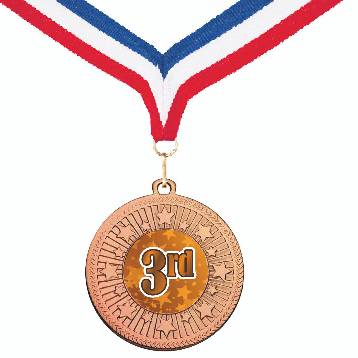 Sticker Stocker -Galaxy Star Place Medal with FREE Ribbon and Certificate 50mm Metal Gold 1st, silver 2nd or bronze 3rd