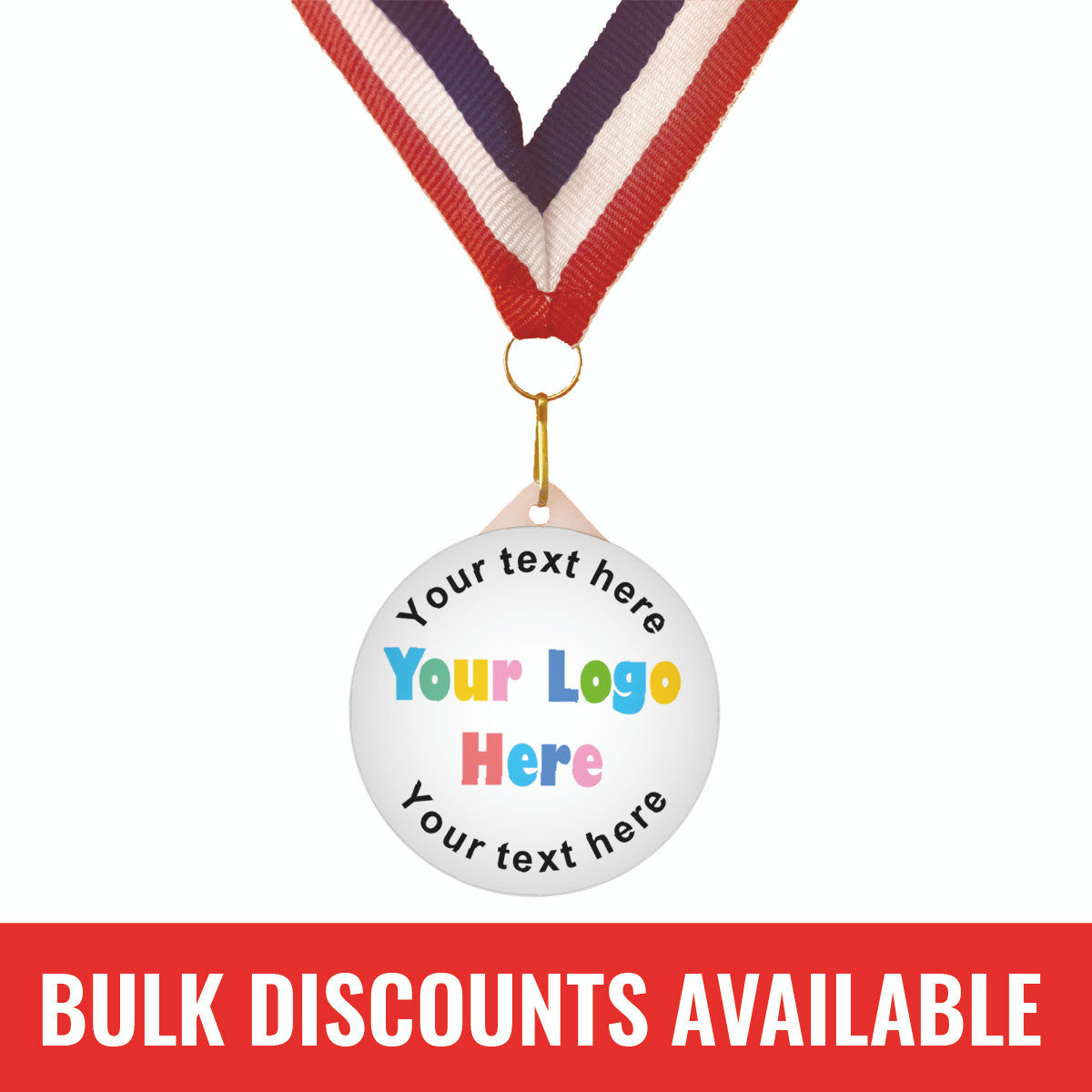 Sticker Stocker - Create your own Medal - your own image and text Large 55mm Plastic Medal FREE Ribbon and Certificate