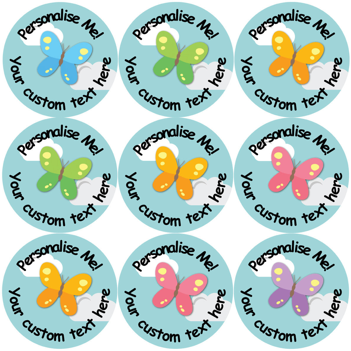 Sticker Stocker 144 Butterflies Personalised 30 mm Reward Stickers for School Teachers, Parents and Nursery