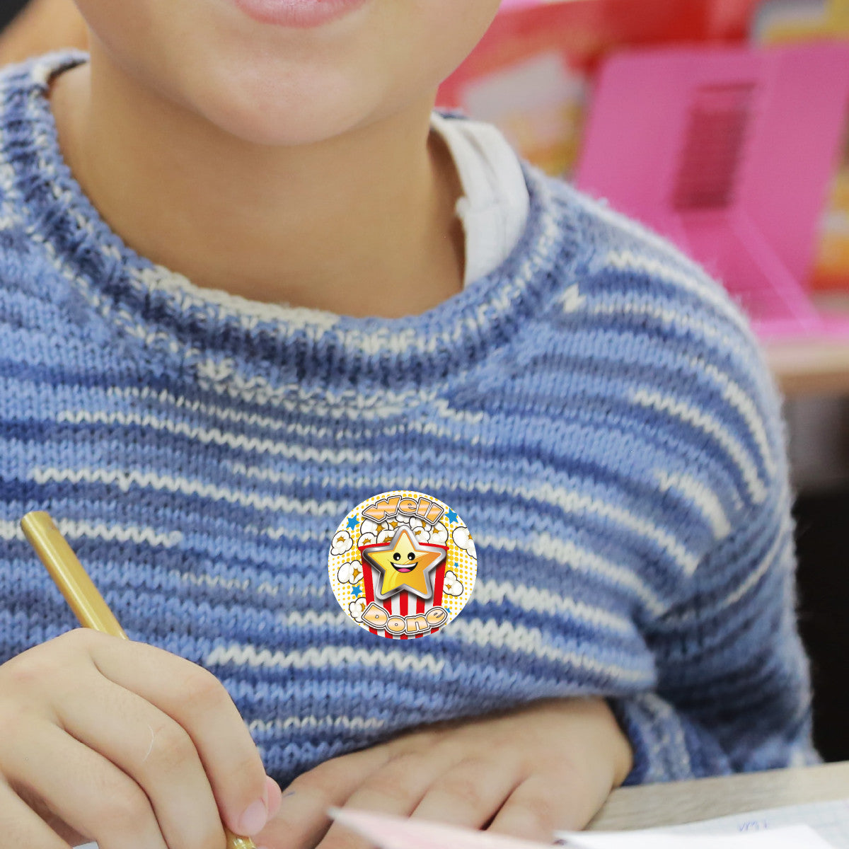 Sticker Stocker 120 Popcorn Well Done 30mm Popcorn Scented Reward Stickers for Teachers, Parents and Party Bags