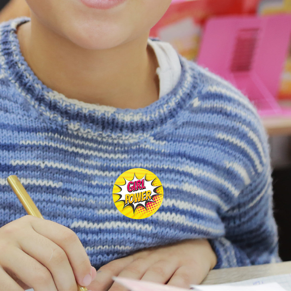144 Girl Power 30mm Children's Reward Stickers for Teachers or Parents and Party Bags
