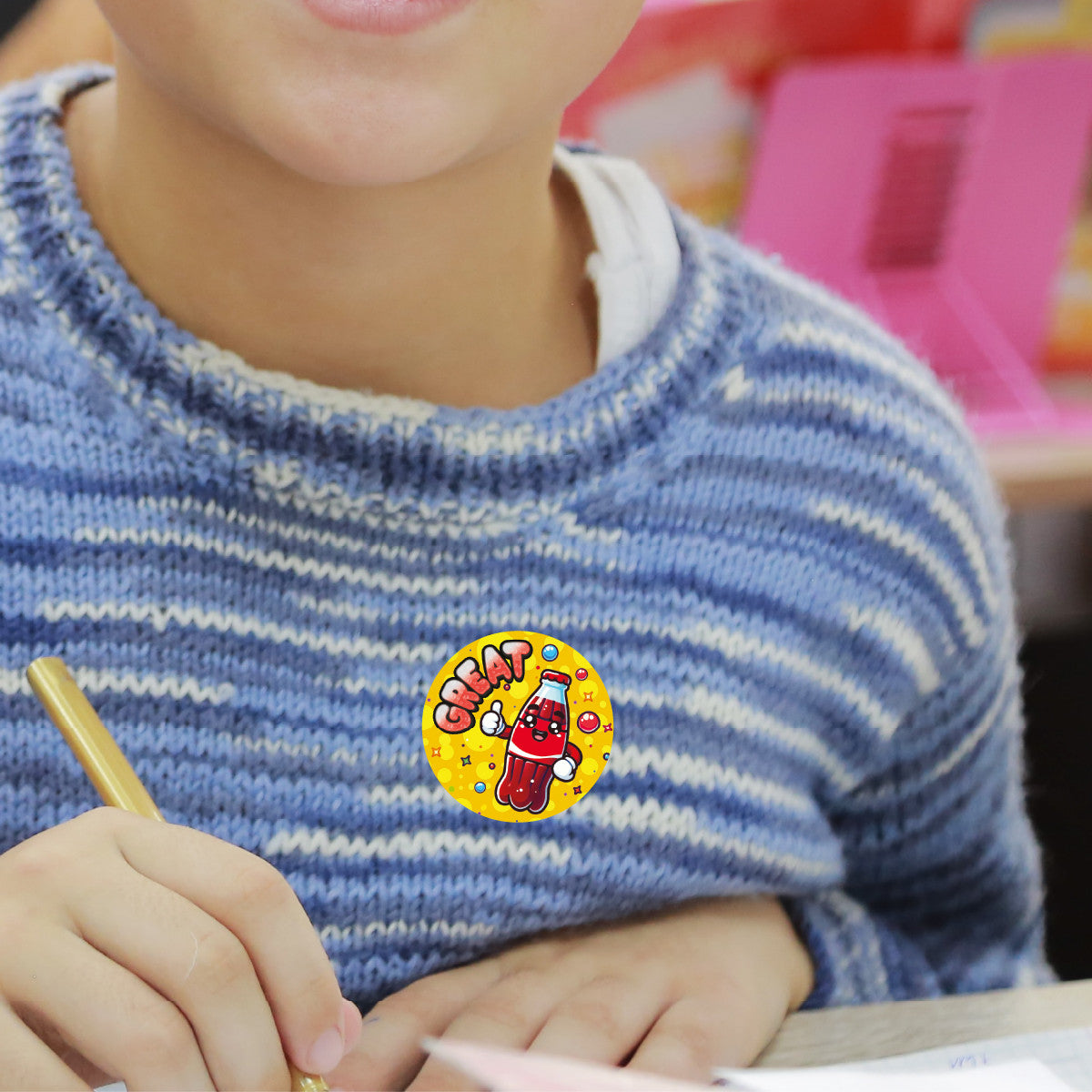 120 Cool Cola Praise Words Scented 30mm Reward Stickers for Teachers, Parents and Party Bags