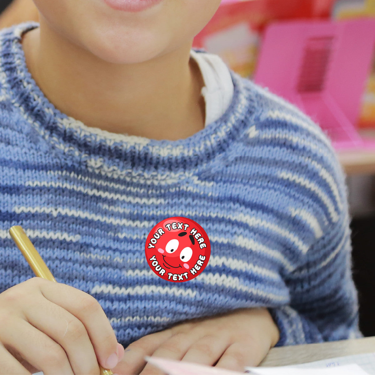 120 Strawberry Scented Personalised Stickers - Smiley Red Noses - Personalised 30 mm Scented Stickers - For Teachers Nursery Parents