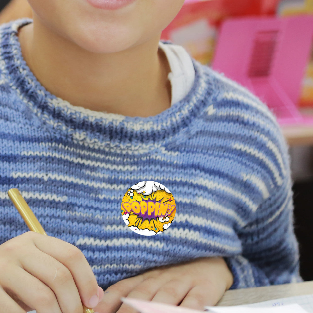 Sticker Stocker 120 Popcorn Poppin' Praise Words 30mm Scented Reward Stickers for Teachers, Parents and Party Bags