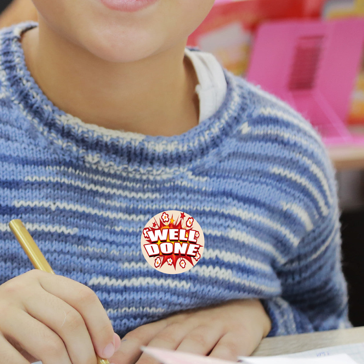Sticker Stocker 120 Popcorn Praise Words 30mm Popcorn Scented Reward Stickers for Teachers, Parents and Party Bags