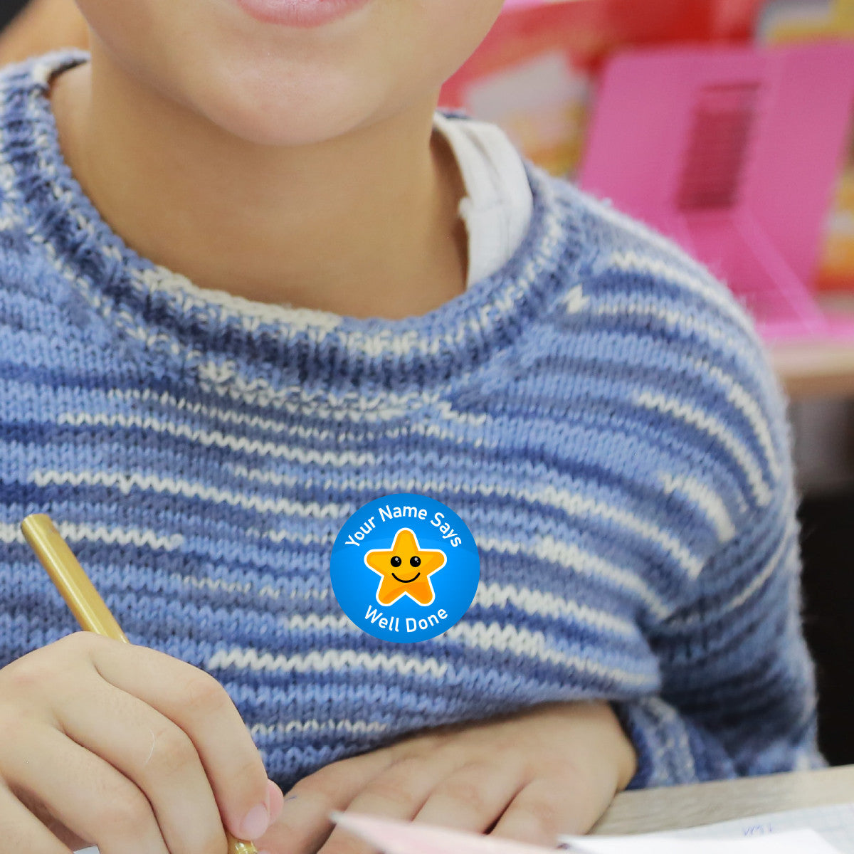 Sticker Stocker - 144 Personalised Well Done Star 30mm Reward Stickers for School Teachers, Parents and Nursery