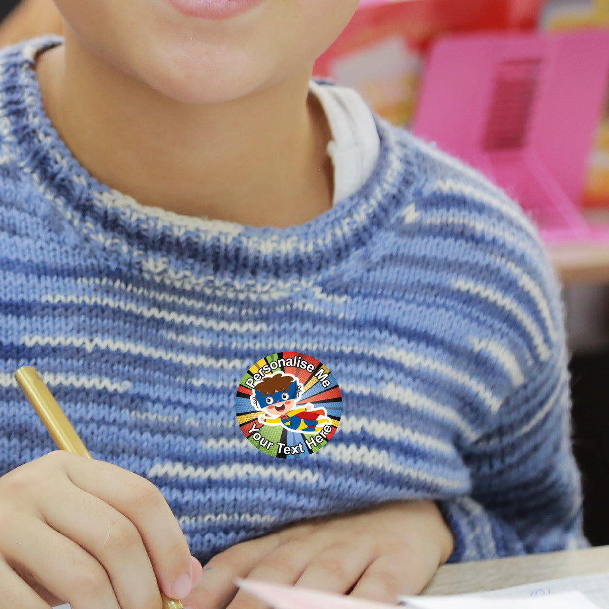 Sticker Stocker - 144 Personalised 30mm Superhero Kids Reward Stickers for School Teachers, Parents and Nursery