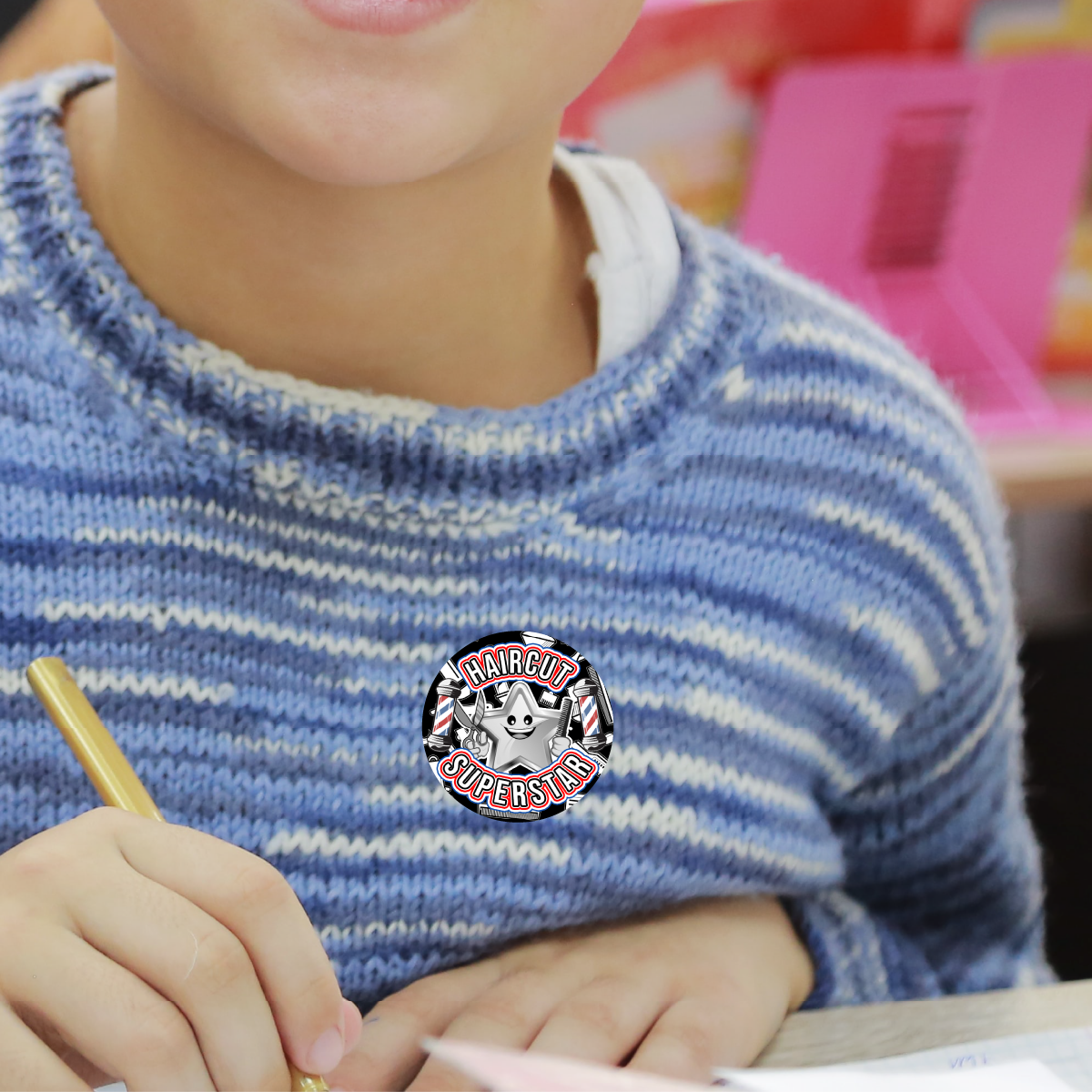 144 Barber Haircut Superstar 30 mm Reward Stickers for Children, Parents, Barbers, Hairdressers