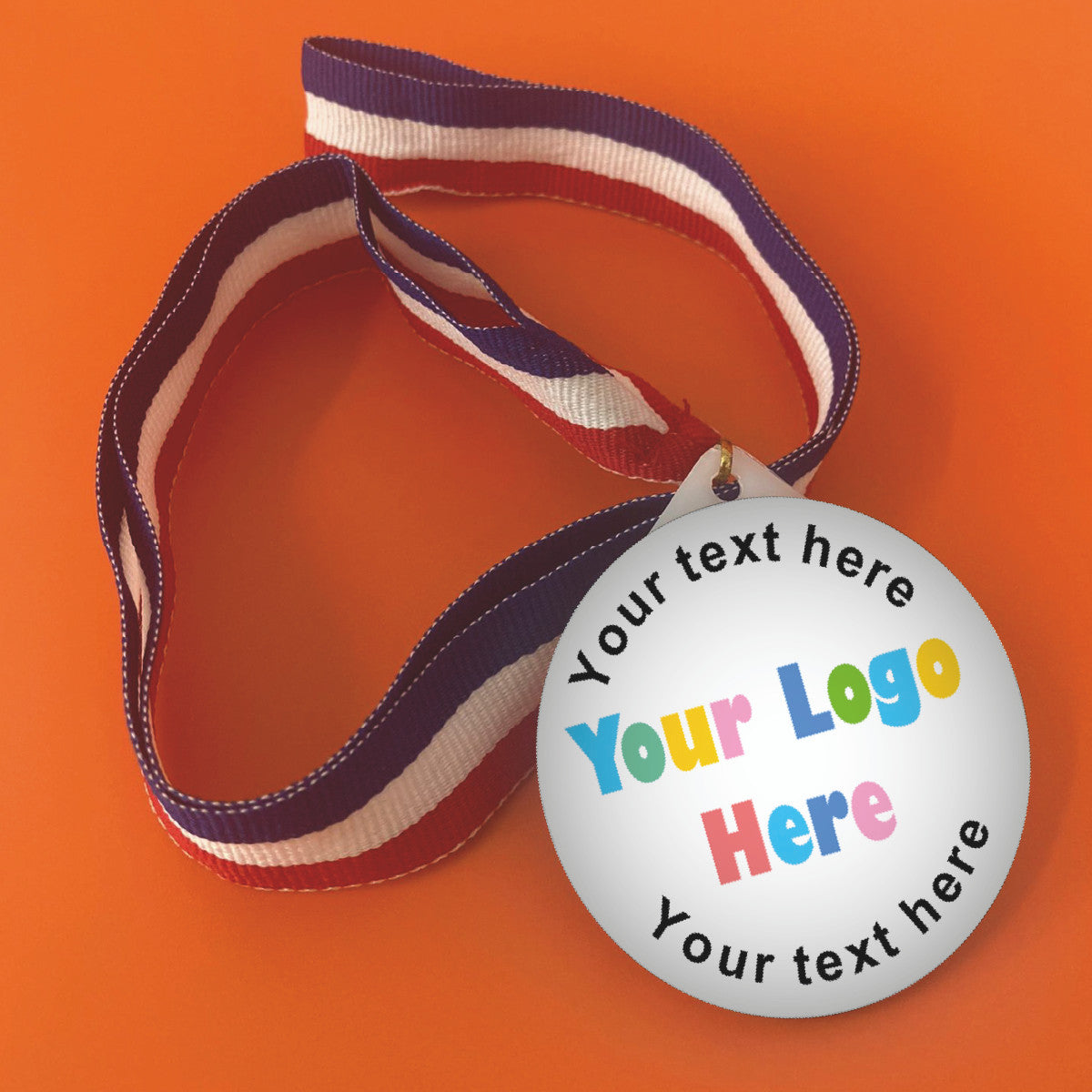 Sticker Stocker - Create your own Medal - your own image and text Large 55mm Plastic Medal FREE Ribbon and Certificate