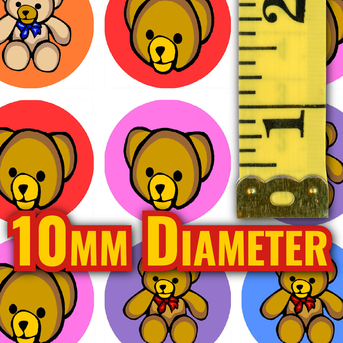 Sticker Stocker 900 Colourful Mini Teddy Bears 10mm Spot Reward Stickers for Teachers and Planner Charts