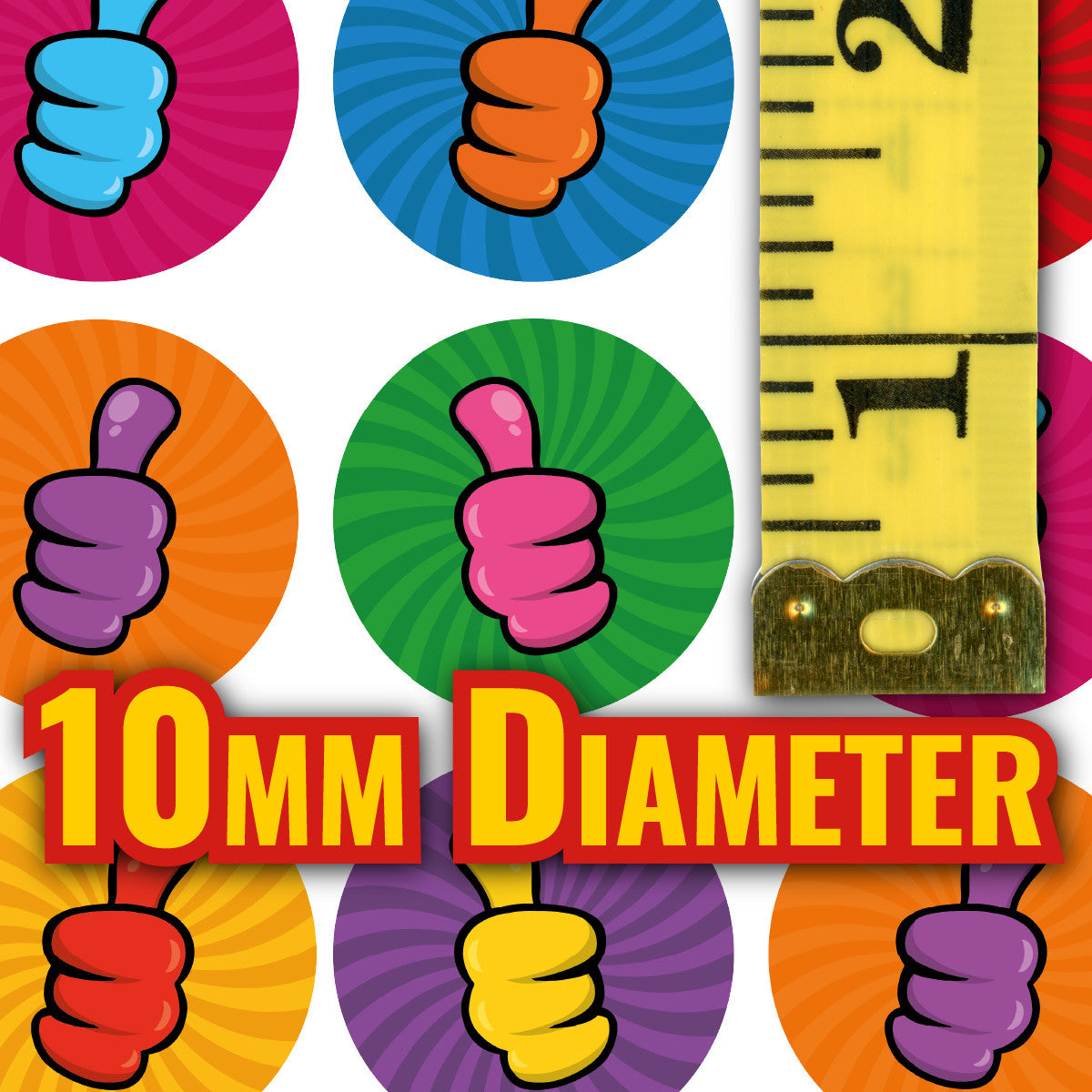 Sticker Stocker - 900 Colourful Mini Thumbs Up Dots 10mm Glossy Teacher Reward Stickers Spot Stickers Journal Stickers