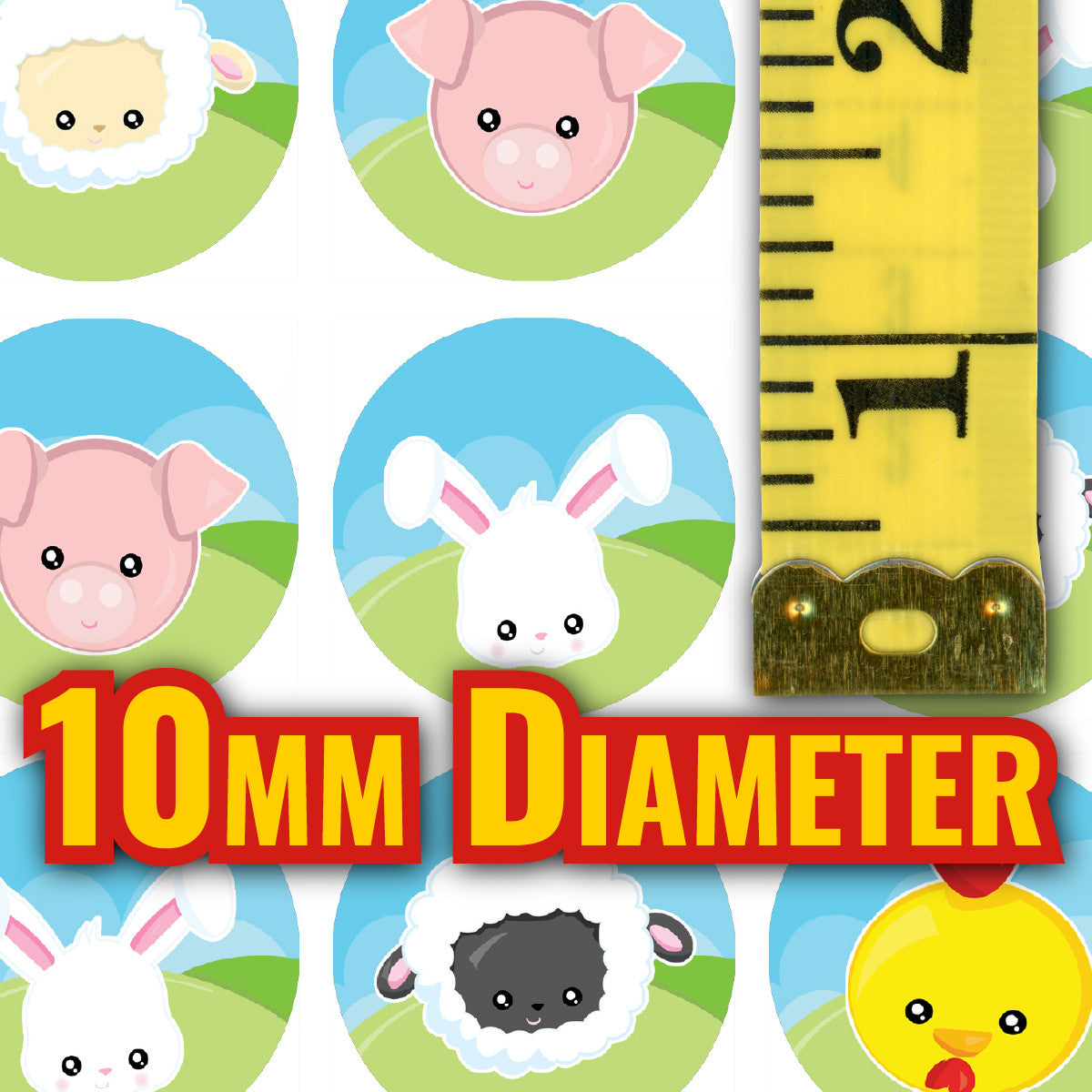 Sticker Stocker 900 Mini Farm Animals Dot 10mm Spot Reward Stickers for Teachers and Planner Charts