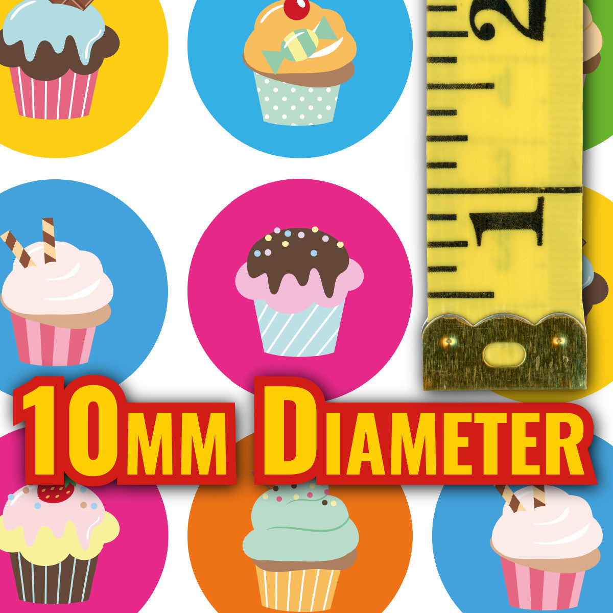 Sticker Stocker - 900 Colourful Mini Cupcake Dots 10mm Glossy Teacher Reward Stickers Spot Stickers Journal Stickers