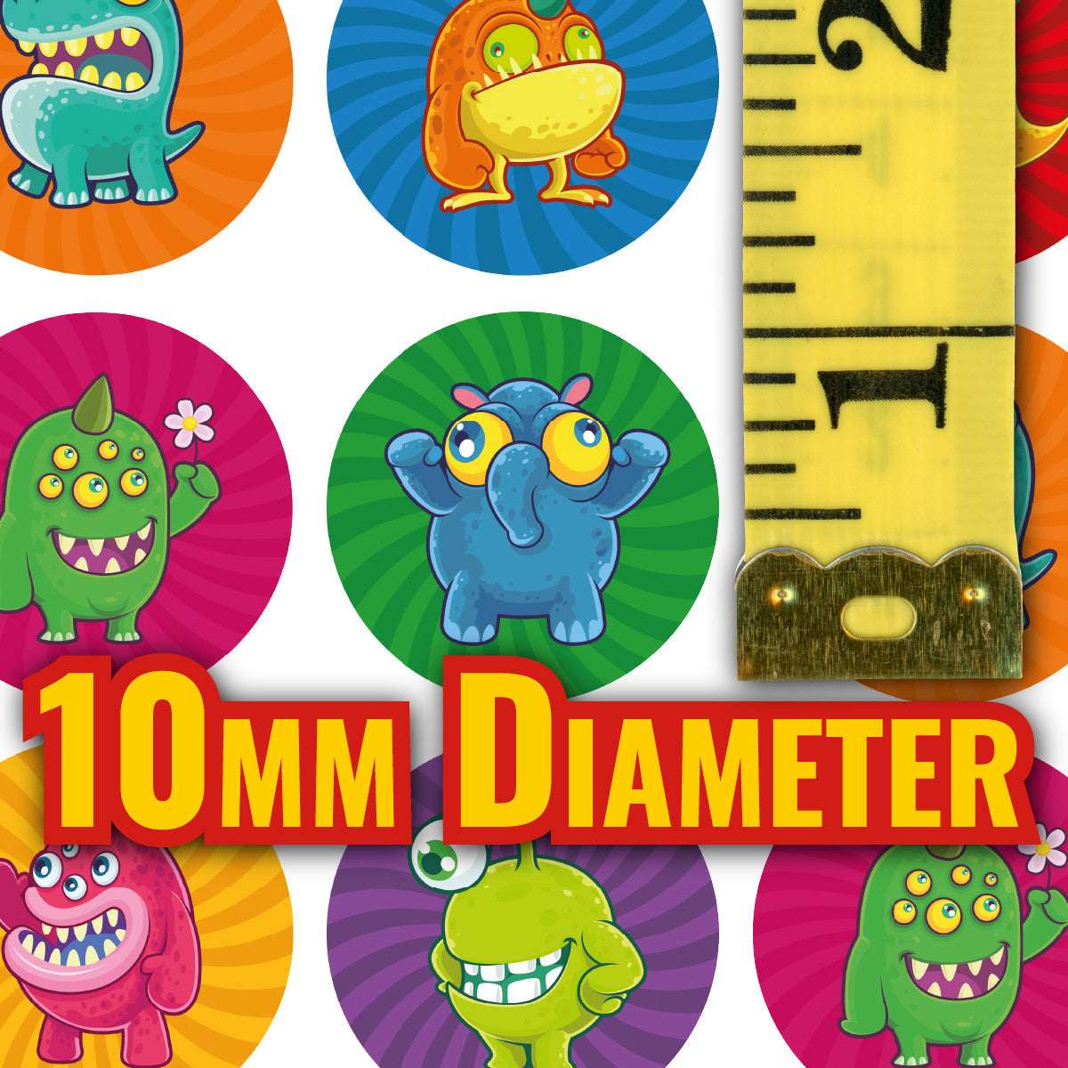 Sticker Stocker -900 Colourful Mini Monsters Dots 10mm Glossy Teacher Reward Stickers Spot Stickers Journal Stickers