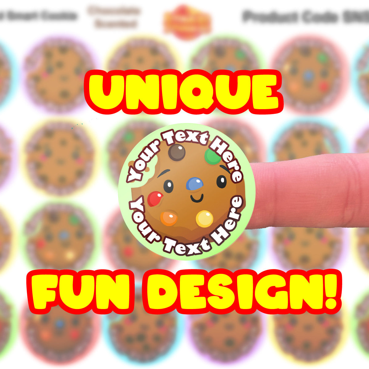 120 Chocolate Scented Personalised Stickers - Smart Cookie - Personalised 30 mm Scented Stickers - For Teachers Nursery Parents