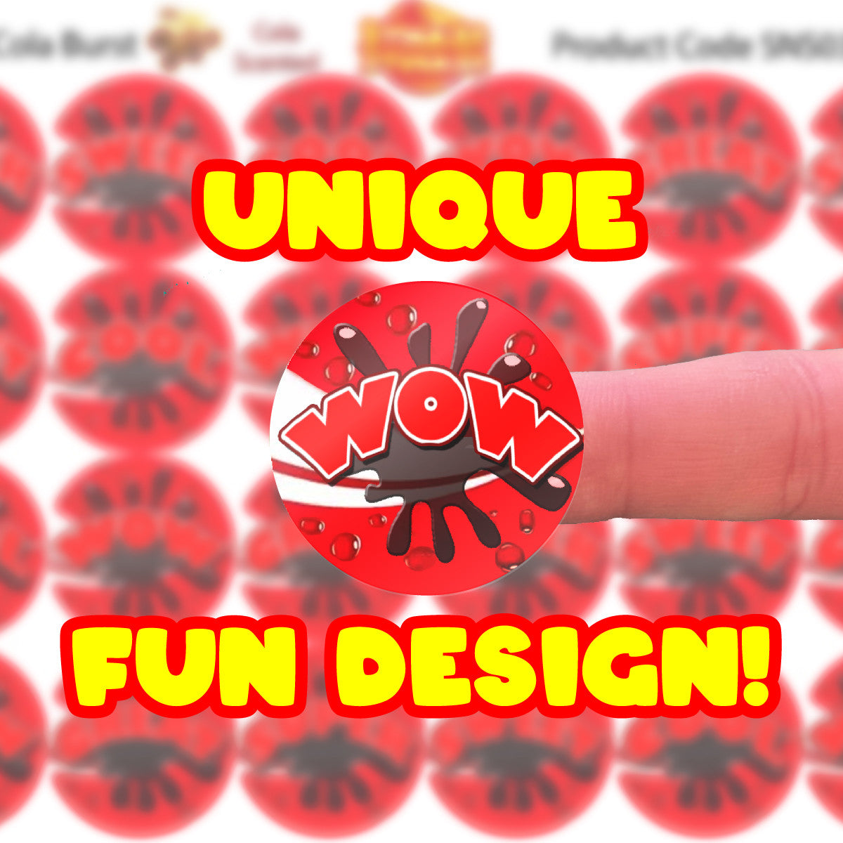 120 Cola Burst Praise Words Scented 30mm Reward Stickers for Teachers, Parents and Party Bags