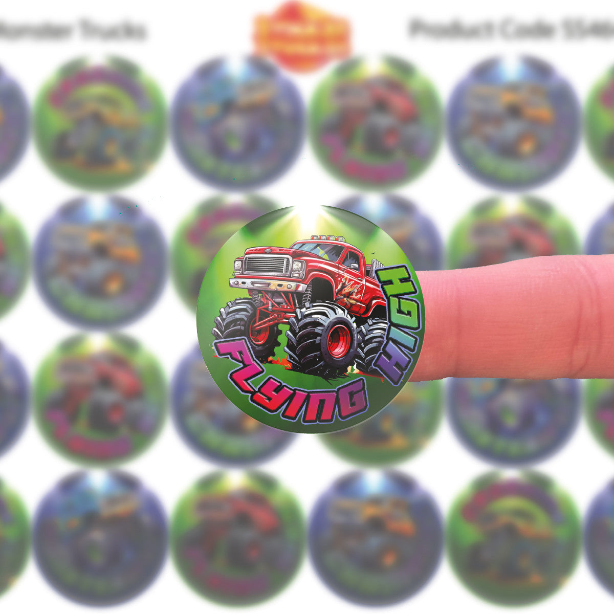 144 Monster Trucks Children's Reward Stickers - 30mm - Teacher Parents School