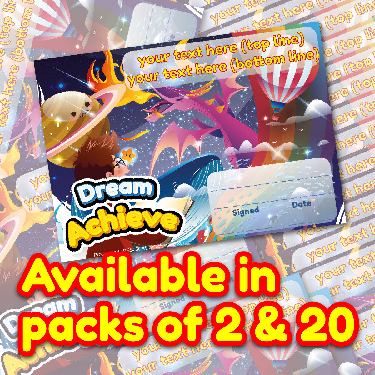 Sticker Stocker Personalised Dream Achieve for school teachers, A5 silk finish Photo Paper
