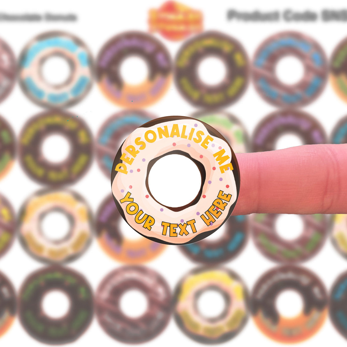 120 Chocolate Scented Donut Personalised Stickers - Personalised 30 mm Scented Stickers - For Teachers Nursery Parents