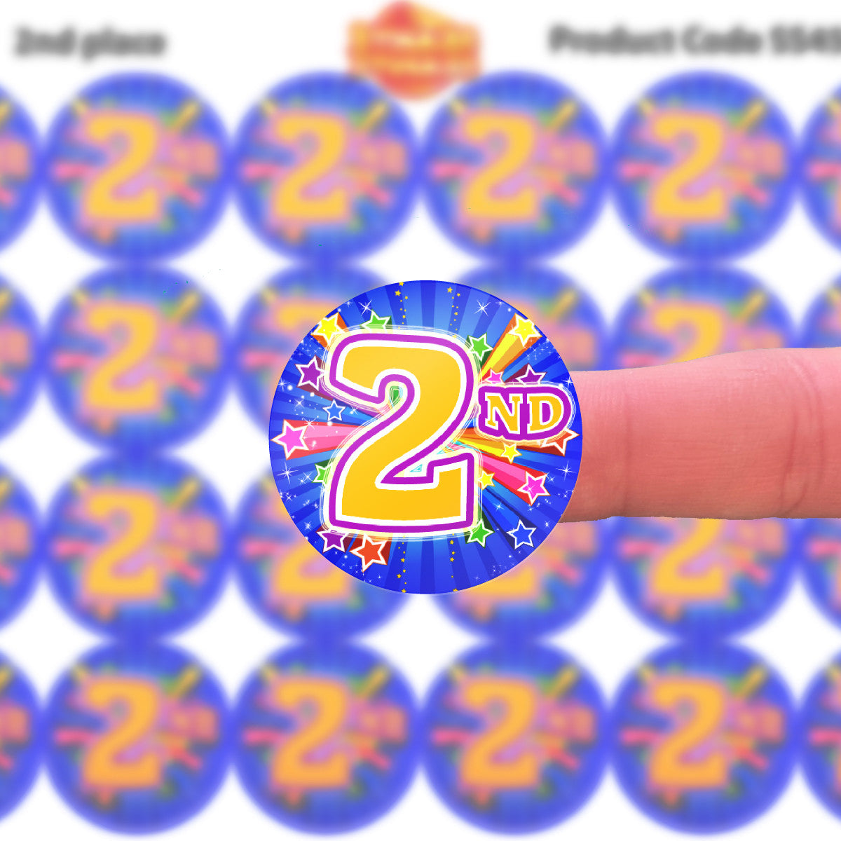 Sticker Stocker 144 2nd place Sports Day Star 30 mm Reward Stickers for Teachers, Parents and Schools